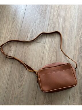 Portland Leather Camera Bag Purse Brown Adjustable Strap Zipper large